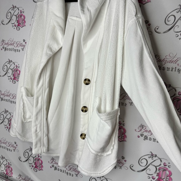 Knox rose jacket coat sweater White Button-Up Cardigan fleece soft cozy - Picture 3 of 9